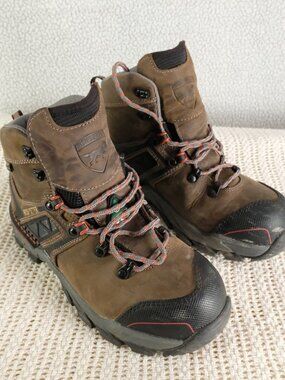Irish Setter Brown and Black Lace-Up Work Boots with Orange Accents